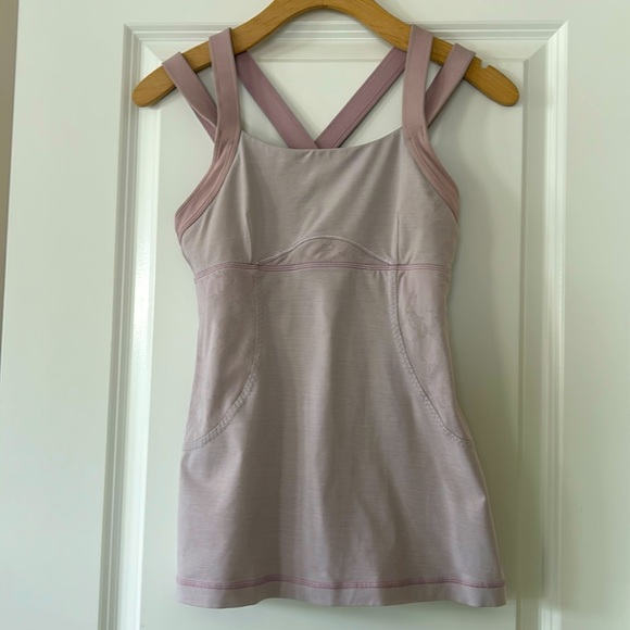 Lululemon Luxtreme Chaturanga Tank w Built in Bra Double Straps, Soft Lavender - Picture 2 of 15